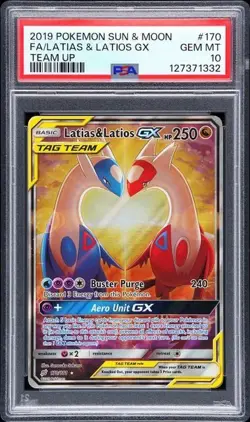 Pokemon 2019 Latias & Latios GX 170/181 Alt Art Team Up GEM MINT PSA 10 - Image 1