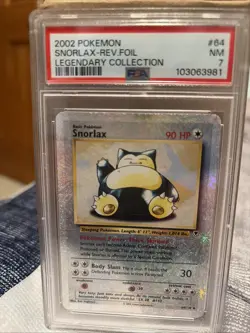 2002 POKEMON LEGENDARY COLLECTION #64 SNORLAX-REVERSE FOIL PSA 7 - Image 2