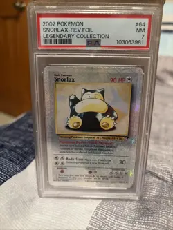2002 POKEMON LEGENDARY COLLECTION #64 SNORLAX-REVERSE FOIL PSA 7 - Image 3