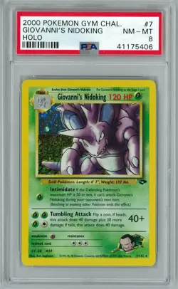 Pokemon Gym Challenge Giovanni's Nidoking 7/132 PSA 8 - Image 1