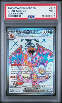 2023 POKEMON OBF EN-OBSIDIAN FLAMES ULTRA RARE #215 CHARIZARD EX PSA 9 - Image 1