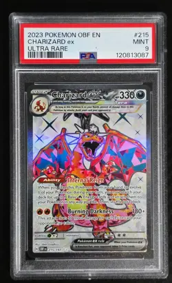 2023 POKEMON OBF EN-OBSIDIAN FLAMES ULTRA RARE #215 CHARIZARD EX PSA 9 - Image 1