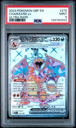 2023 POKEMON OBF EN-OBSIDIAN FLAMES ULTRA RARE #215 CHARIZARD EX PSA 9 - Image 1