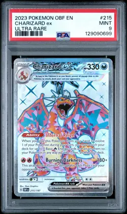 2023 POKEMON OBF EN-OBSIDIAN FLAMES ULTRA RARE #215 CHARIZARD EX PSA 9 - Image 1