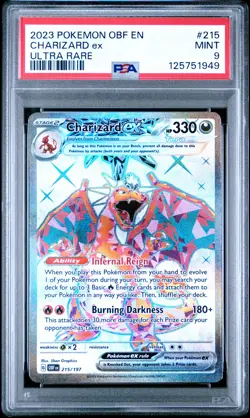 2023 POKEMON OBF EN-OBSIDIAN FLAMES ULTRA RARE #215 CHARIZARD EX PSA 9 - Image 1