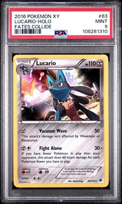 2016 Pokemon XY Fates Collide # 63 Lucario Holo PSA 9 Card MINT! Trusted Seller! - Image 1