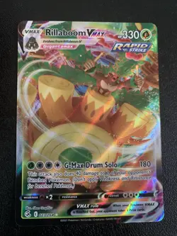 Pokemon Cards 2021 Fusion Strike Holo Card Rillaboom VMAX 023/264 SWSH08 NM - Image 1