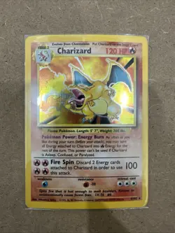 Pokemon Charizard Base Set Holo Rare 004/102 120HP English Card 1999 - Image 1