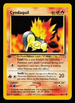Cyndaquil 56/111 Common 1st Edition Neo Genesis Pokemon Card - Image 1