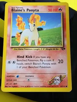 Blaine's Ponyta 64/132 Gym Challenge Regular - Pokemon Card LP - Image 1