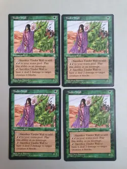 Tinder Wall x4 PLAYSET, MTG Ice Age (1995), Common Green Creature NM - Image 1