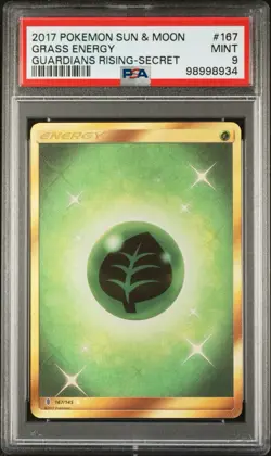 2017 POKEMON SUN & MOON GRASS ENERGY GUARDIANS RISING-SECRET PSA #167 MINT 9 - Image 1