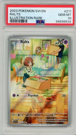 2023 Pokemon Scarlet Violet Ralts 211198 Illustration Rare PSA 10 Gem M G2U - Image 1