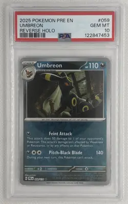 2025 Pokemon PRE EN Umbreon #59 Reverse Holo PSA 10 Gem Mint 🌶🥵 - Image 1
