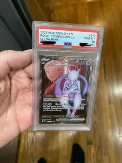 2025 POKEMON DRI EN-DESTINED RIVALS ULTRA RARE TEAM ROCKET'S MEWTWO EX PSA 10 - Image 1