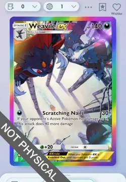 Pokemon TCG Pocket - Weavile Rainbow Rare 2⭐, Space-Time Smackdown, English - Image 1
