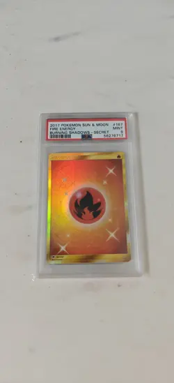 Pokemon Sun & Moon Burning Shadows 167 Fire Energy Gold Secret Rare PSA 9 Mint - Image 1