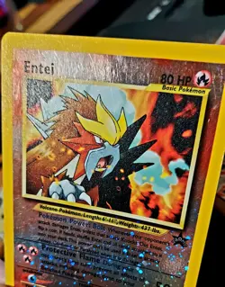 Pokemon Vintage Reverse Holo Promo #34 Entei WoTC Black Star LP SWIRL - Image 3