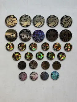 x29 Pokemon TCG Coin Collection PTCG Deck Accessories Pikachu Eevee Charizard - Image 1