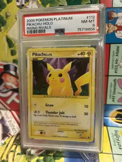 PSA 8 Pikachu Holo 112/111 Rising Rivals Secret Rare Pokemon - Image 1