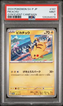 2024 POKEMON JAPANESE SV-P PROMO GYM EVENT CAMPAIGN #197 PIKACHU PSA 9 - Image 1