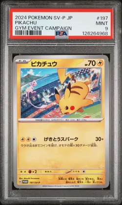 2024 POKEMON JAPANESE SV-P PROMO GYM EVENT CAMPAIGN #197 PIKACHU PSA 9 - Image 1