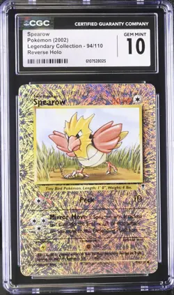 Pokemon Legendary Collection Reverse Holo Spearow #94/110 CGC 10 GEM MINT - Image 1