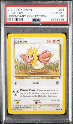 2002 POKEMON LEGENDARY COLLECTION #94 SPEAROW PSA 10 - Image 1