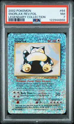 2002 POKEMON LEGENDARY COLLECTION #64 SNORLAX-REVERSE FOIL PSA 7 - Image 1