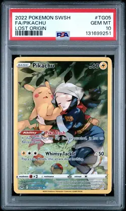2022 POKEMON SWORD & SHIELD LOST ORIGIN #TG05 FULL ART/PIKACHU PSA 10 - Image 1