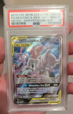 Pokemon Mewtwo and Mew GX TCG Sun & Moon SM191 Holo Promo PSA 10 Gem Mint 2019 - Image 1