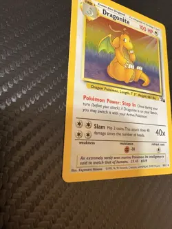 Pokemon Dragonite Holo Fossil 4/62 WOTC 1999 MP Vintage Authentic - Image 5