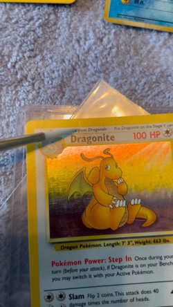 Pokemon Fossil Unlimited Dragonite Holo 4/62 LP/MP Edge Wear See Pics & Vid - Image 2