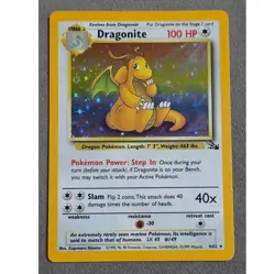 Pokemon Dragonite 4/62 - Fossil Unlimited Holo Rare Pokemon TCG Mp Moderate Play - Image 1