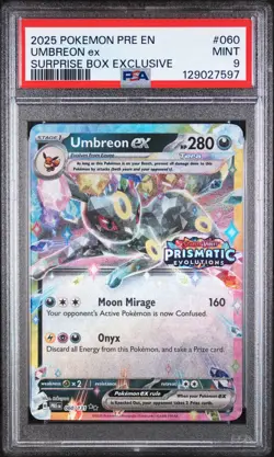 2025 POKEMON PRE EN-PRISMATIC EVOLUTIONS SURPRISE BOX EXCLUSIVE UMBREON EX PSA 9 - Image 1