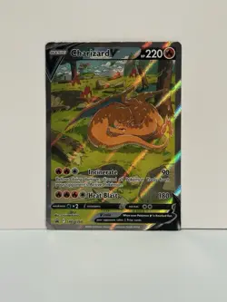 Pokemon TCG Charizard v SWSH260 Holo Rare Card Sword & Shield Promo Damaged - Image 1