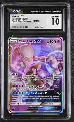 CGC 10 GEM MINT Mewtwo GX 2019 Black Star Promos SM196 Pokemon Card - Image 1