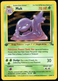 Pokemon TCG - Muk 13/62 - Holo Rare 1st Edition Fossil Vintage Pokemon Card MP - Image 1