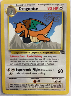 DRAGONITE 5 BLACK STAR PROMO POKEMON CARD THE FIRST MOVIE WARNER BROS RARE - DMG - Image 1