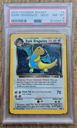 Team Rocket Dark Dragonite (PSA 8) 5/82 Pokemon Card WOTC 2000 - Image 1