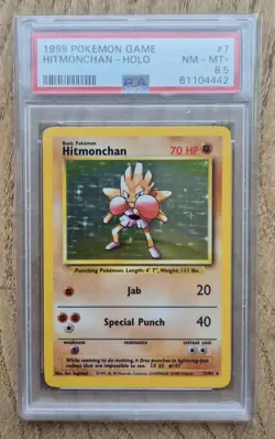 Base Set Hitmonchan (PSA 8.5) 7/102 Pokemon Card WOTC 1999 - Image 1
