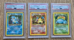 Base Set 2 Trio Blastoise (PSA 9) Charizard (8) Venusaur (7) Pokemon Cards WOTC - Image 1