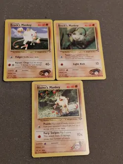 Pokemon - Lot Of 3 - Brocks/Blaines Mankey - Gym Heroes, Gym Challenge - Image 1