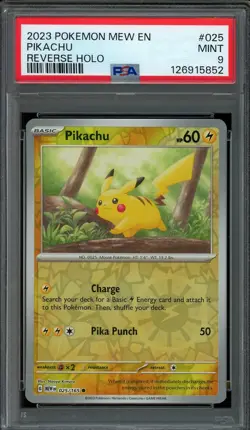 Pikachu Pokemon 2023 Scarlet & Violet 151 Reverse Holo 025/165 PSA 9 MINT - Image 1