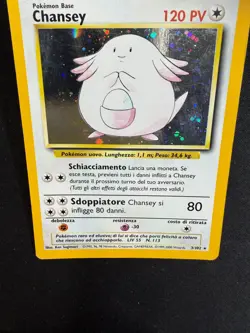 Pokemon Chansey 3/102 Set Base Rara Holo Unlimited Wizard ITA Carte Vintage - Image 3