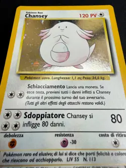 Pokemon Chansey 3/102 Set Base Rara Holo Unlimited Wizard ITA Carte Vintage - Image 4