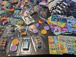 Pokemon TCG Accessories LOT - Coins Dice Sleeves Posters Stickers Players Guide - Image 3
