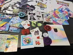 Pokemon TCG Accessories LOT - Coins Dice Sleeves Posters Stickers Players Guide - Image 4