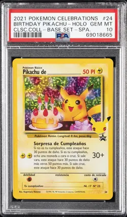 2021 POKEMON CELEBRATIONS CLASSIC COLL SPANISH #24 BIRTHDAY PIKACHU-HOLO PSA 10 - Image 1