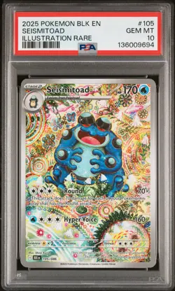 2025 POKEMON BLK EN-BLACK BOLT ILLUSTRATION RARE #105 SEISMITOAD PSA 10 - Image 1